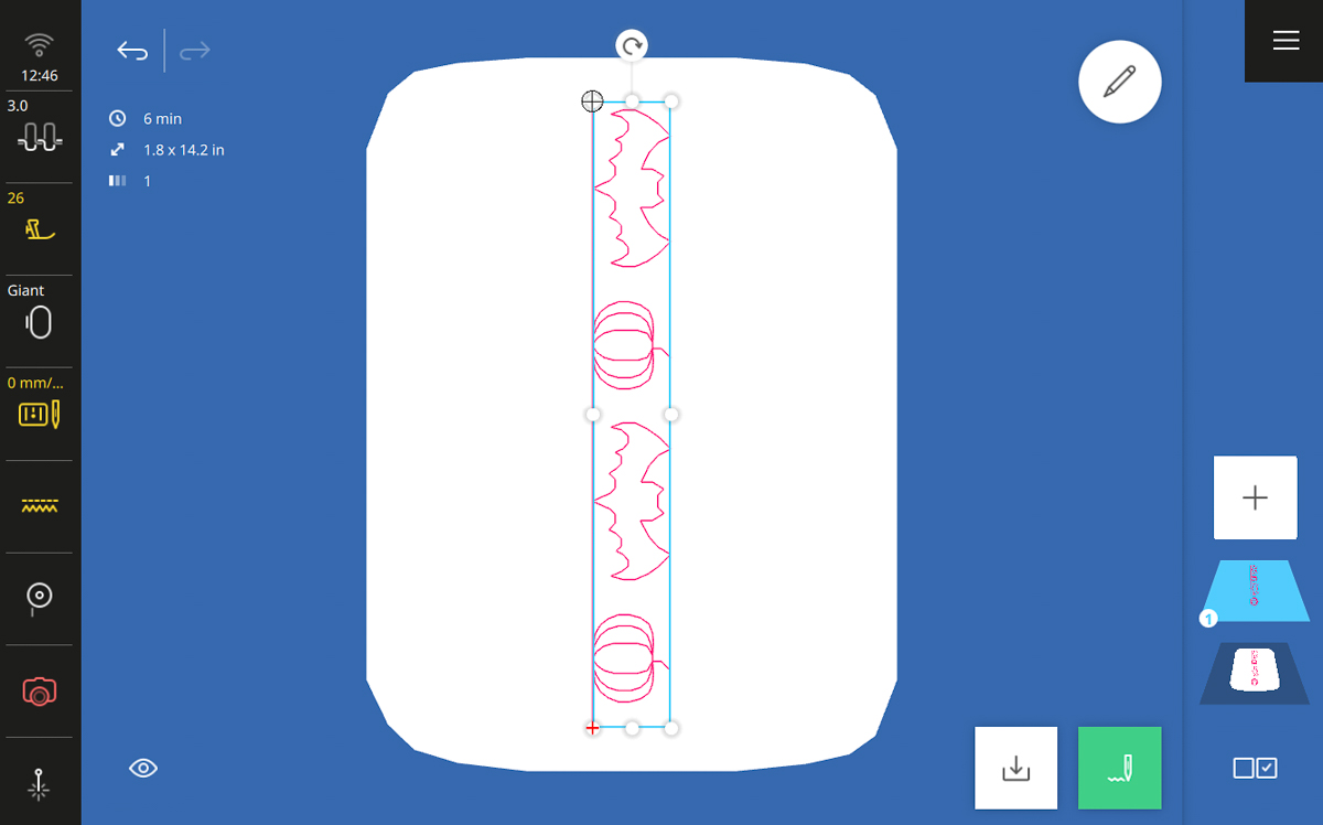 Display screen of stitches on the B 990