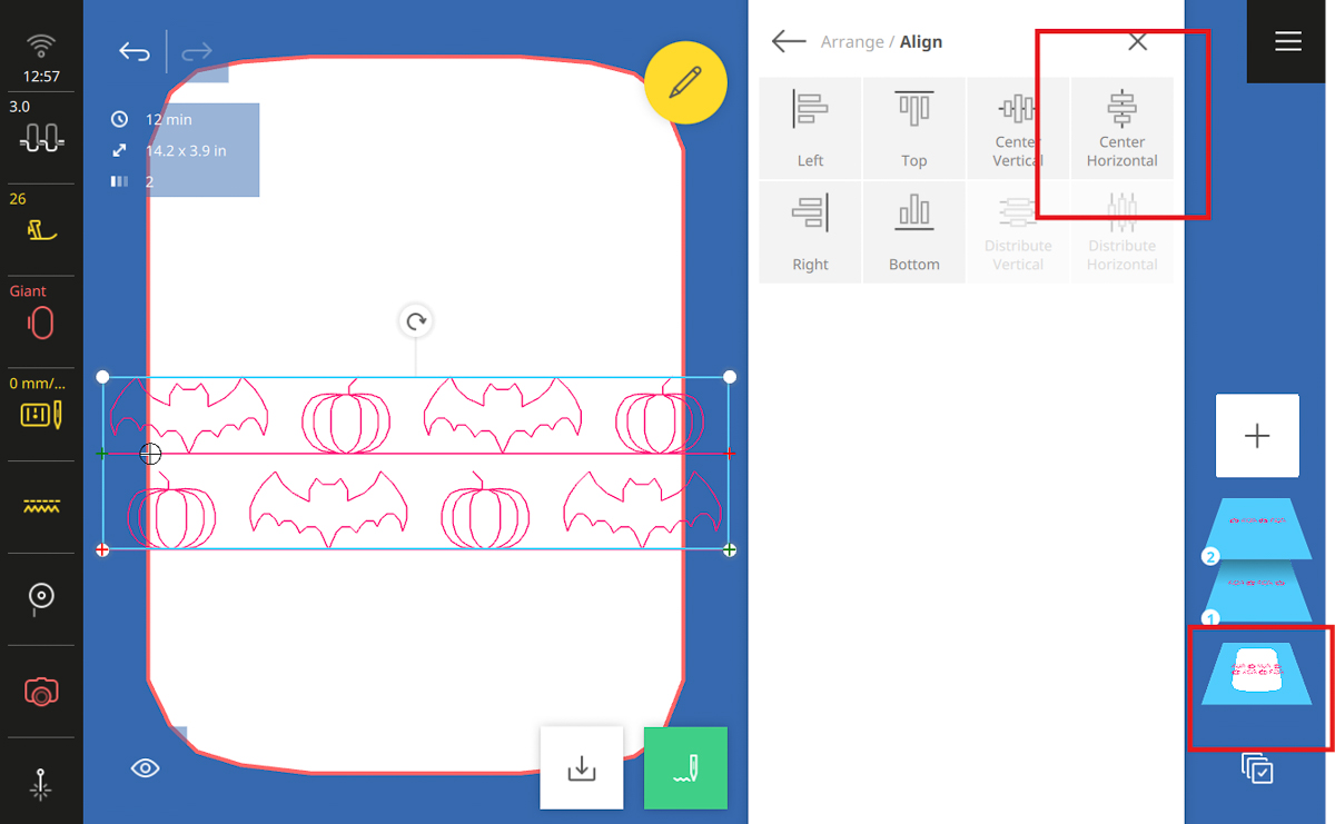 Display screen of stitches on the B 990