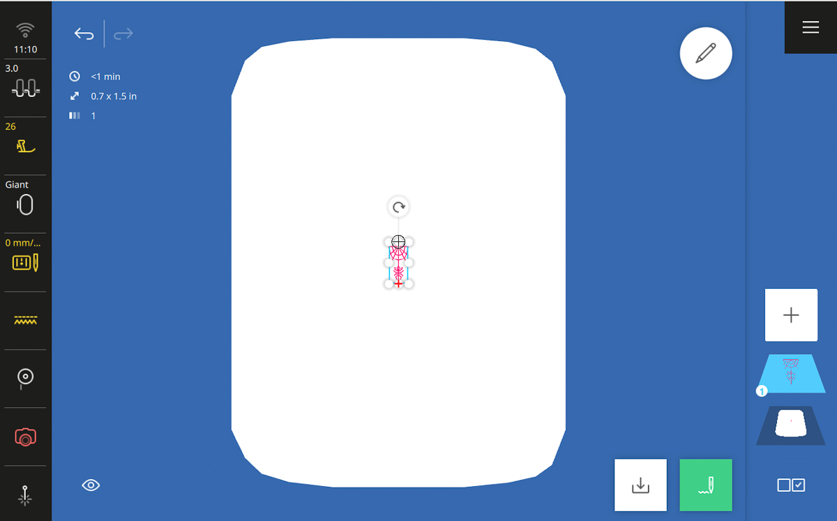 Stitch editing on the B 990 screen