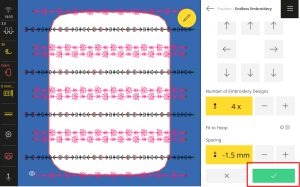 Stitch editing on the B 990 screen
