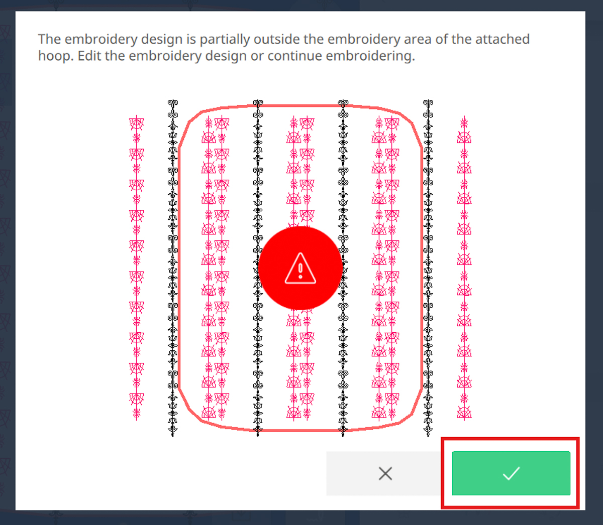 Warning screen on the B 990