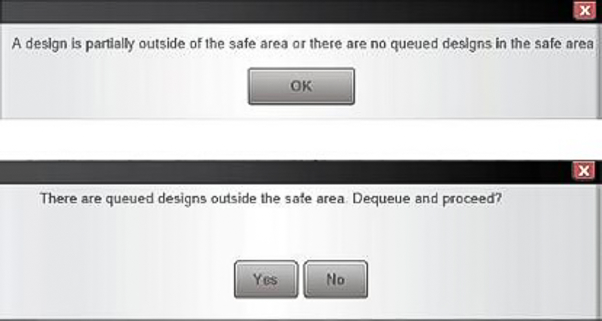 Warning message for Safe Area