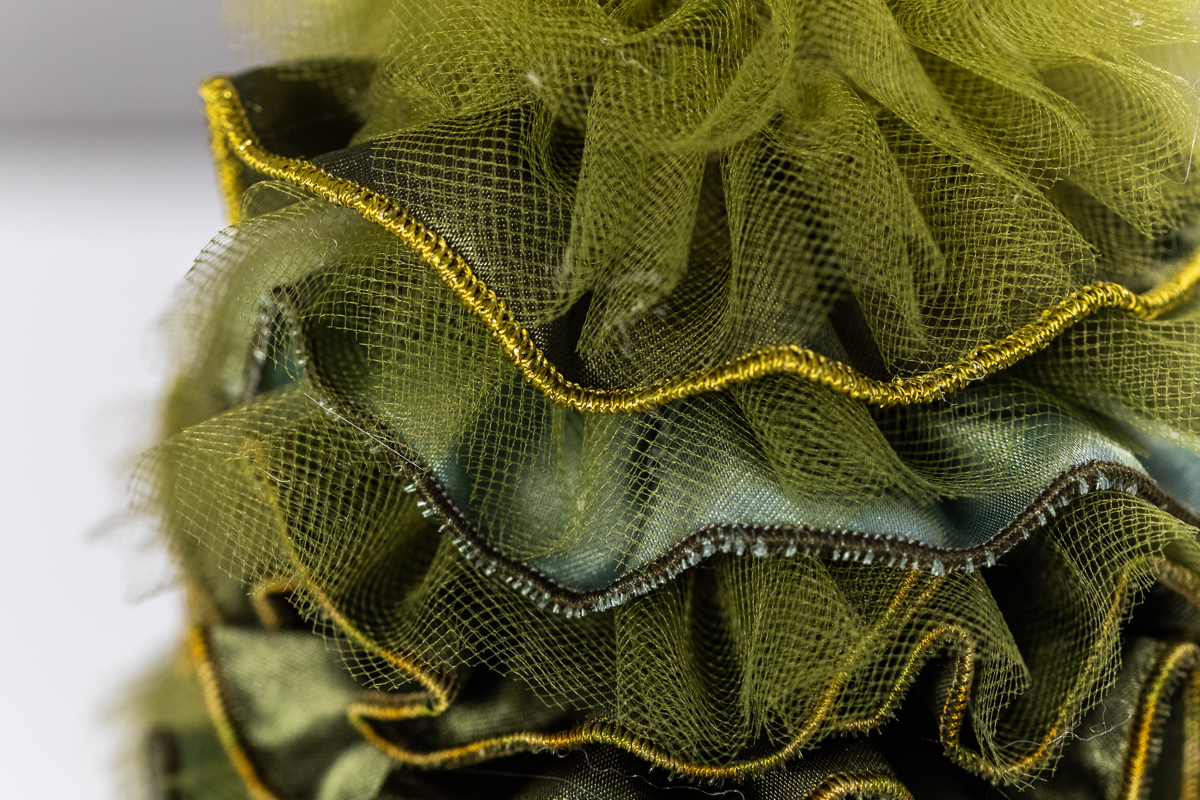 ruffled strips around cone