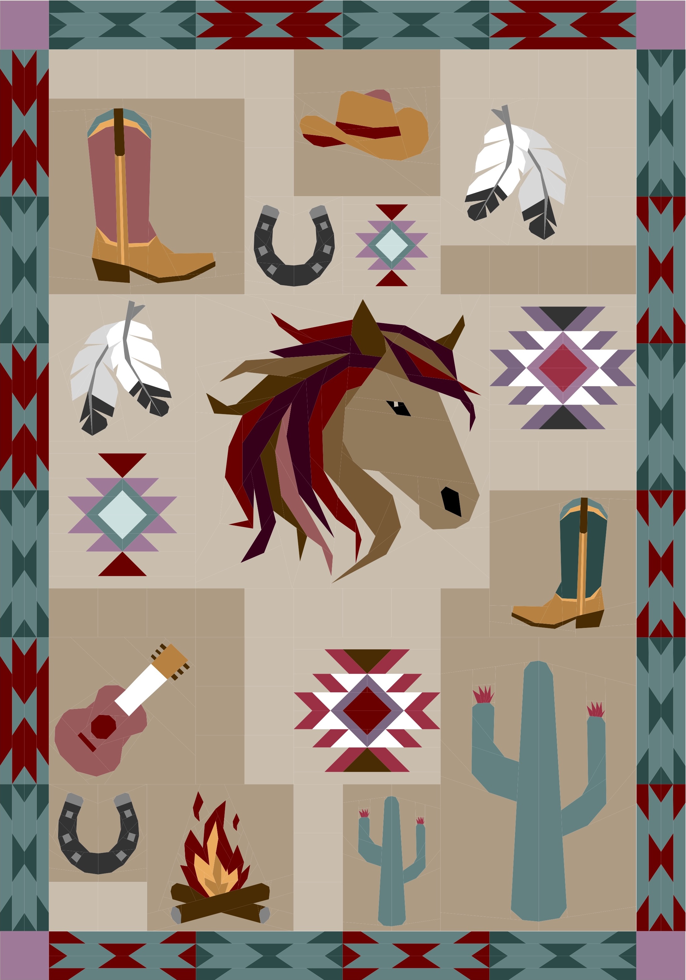 Running Free-Horse quilt pattern
