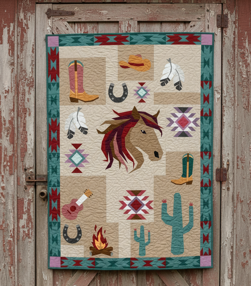 Running free horse quilt pattern
