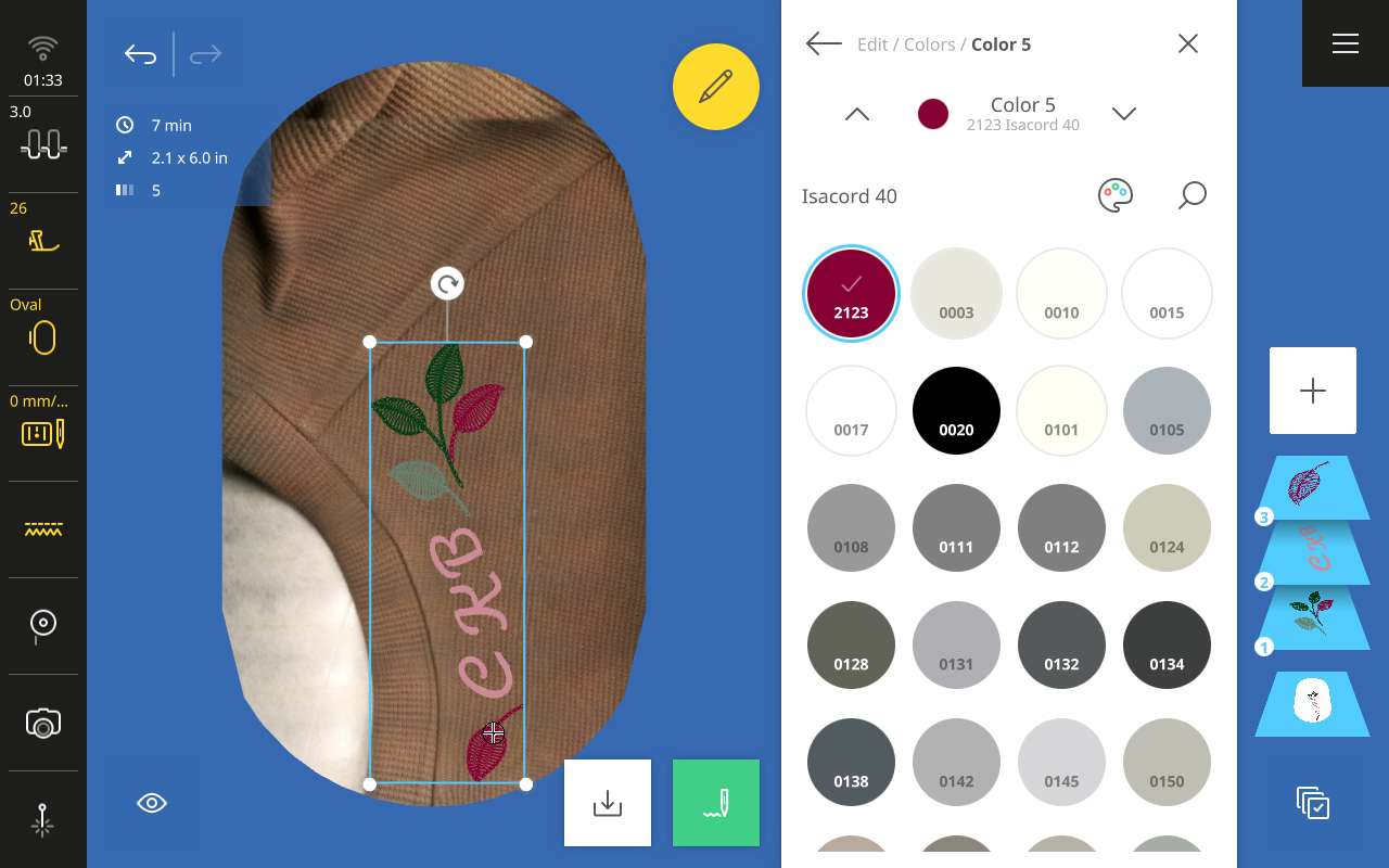 Changing thread colors on B990