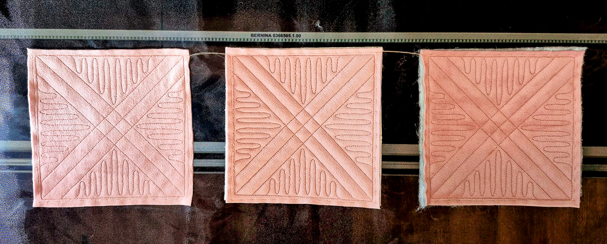 Three swatches of Microfiber Velvet