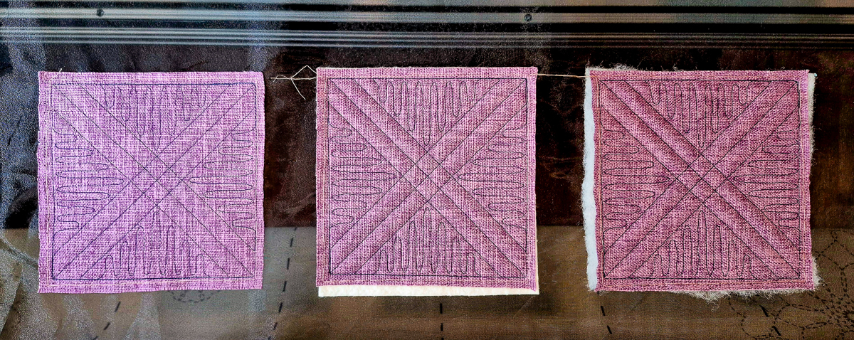 Three swatches of Upholstery Tweed