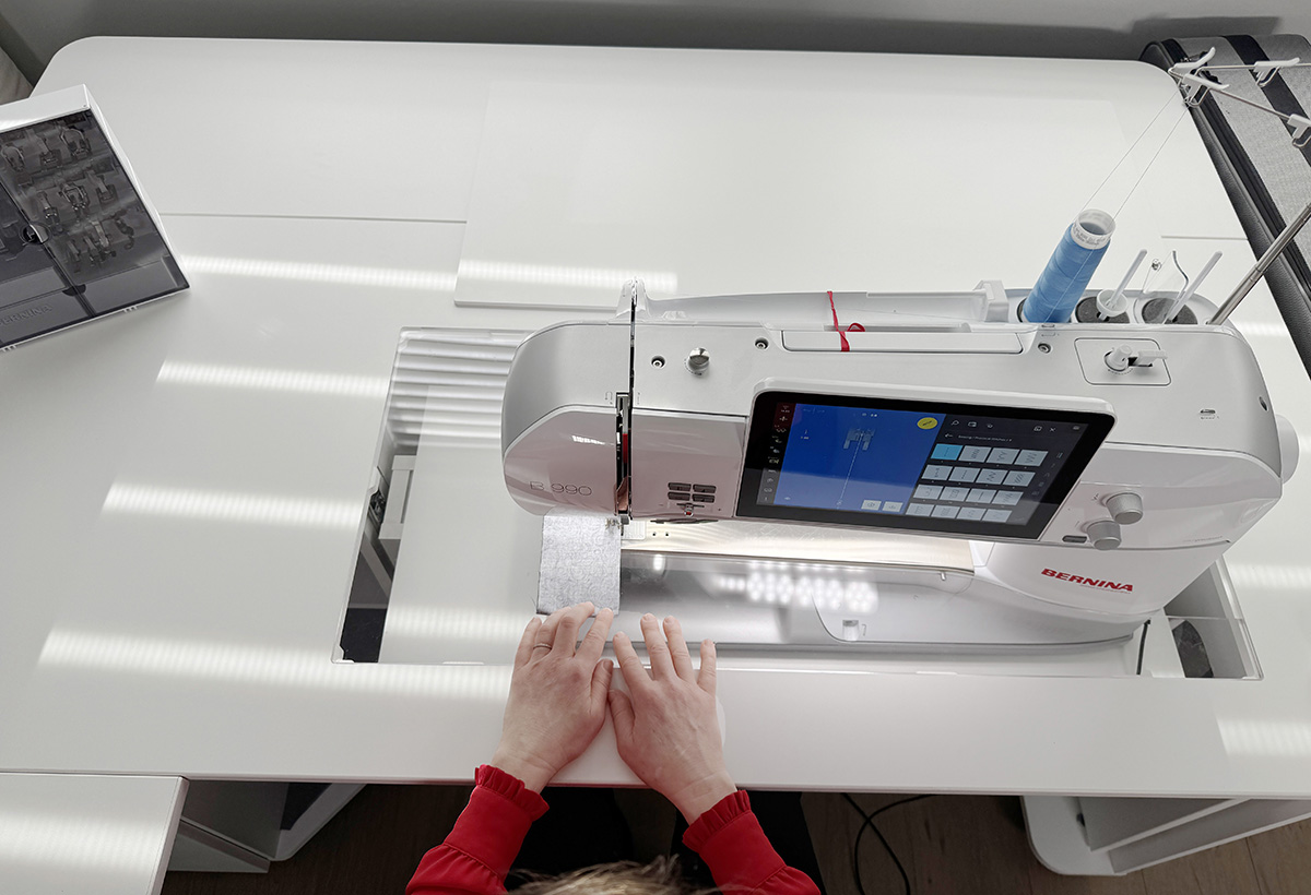 This cabinet is big enough that I can comfortably sit in front of the sewing area; I don't have to sit off to the side.