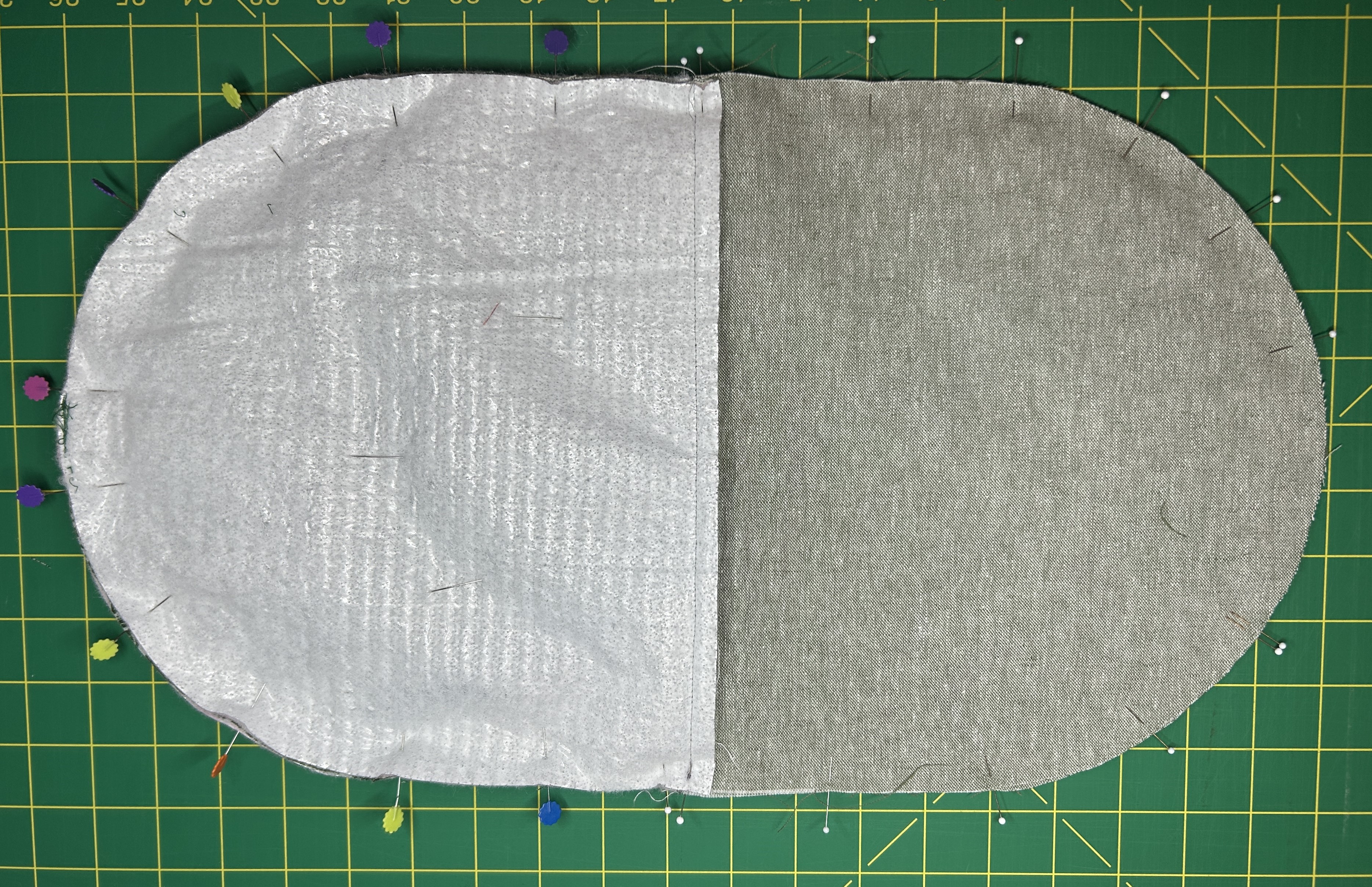 tea cozy pinned around perimeter