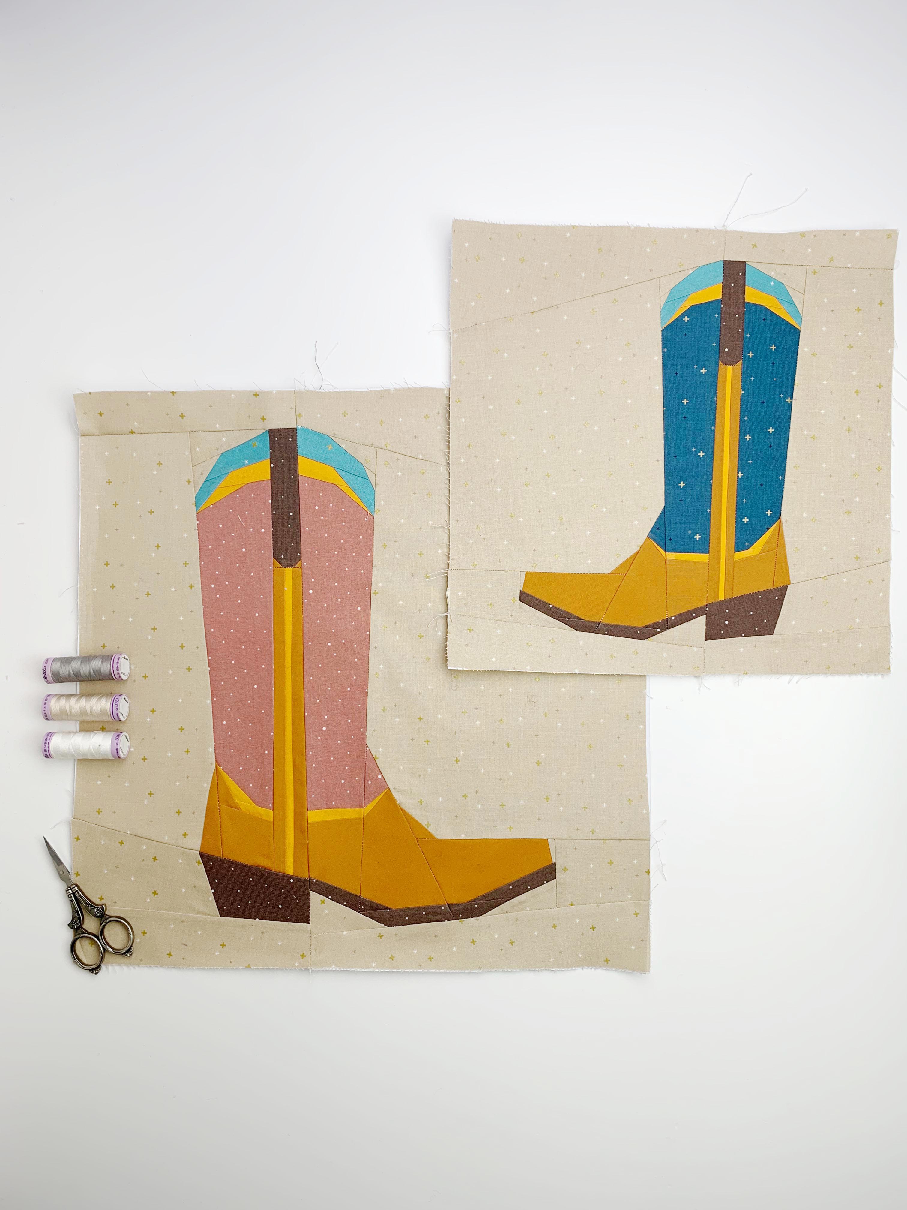 cowboy boot quilt block pattern by Joe June and Mae