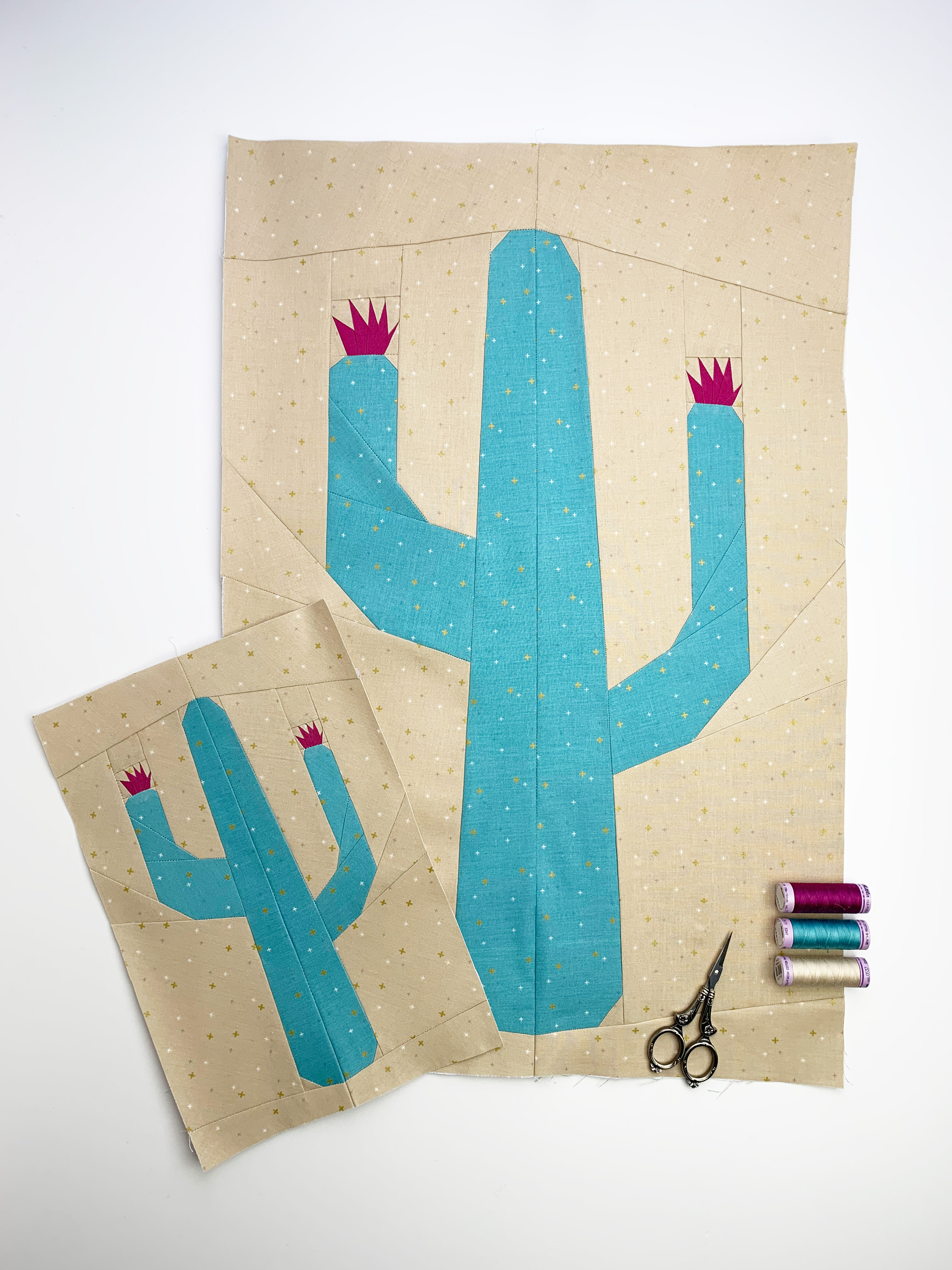 Cactus quilt block pattern by Joe June and Mae 