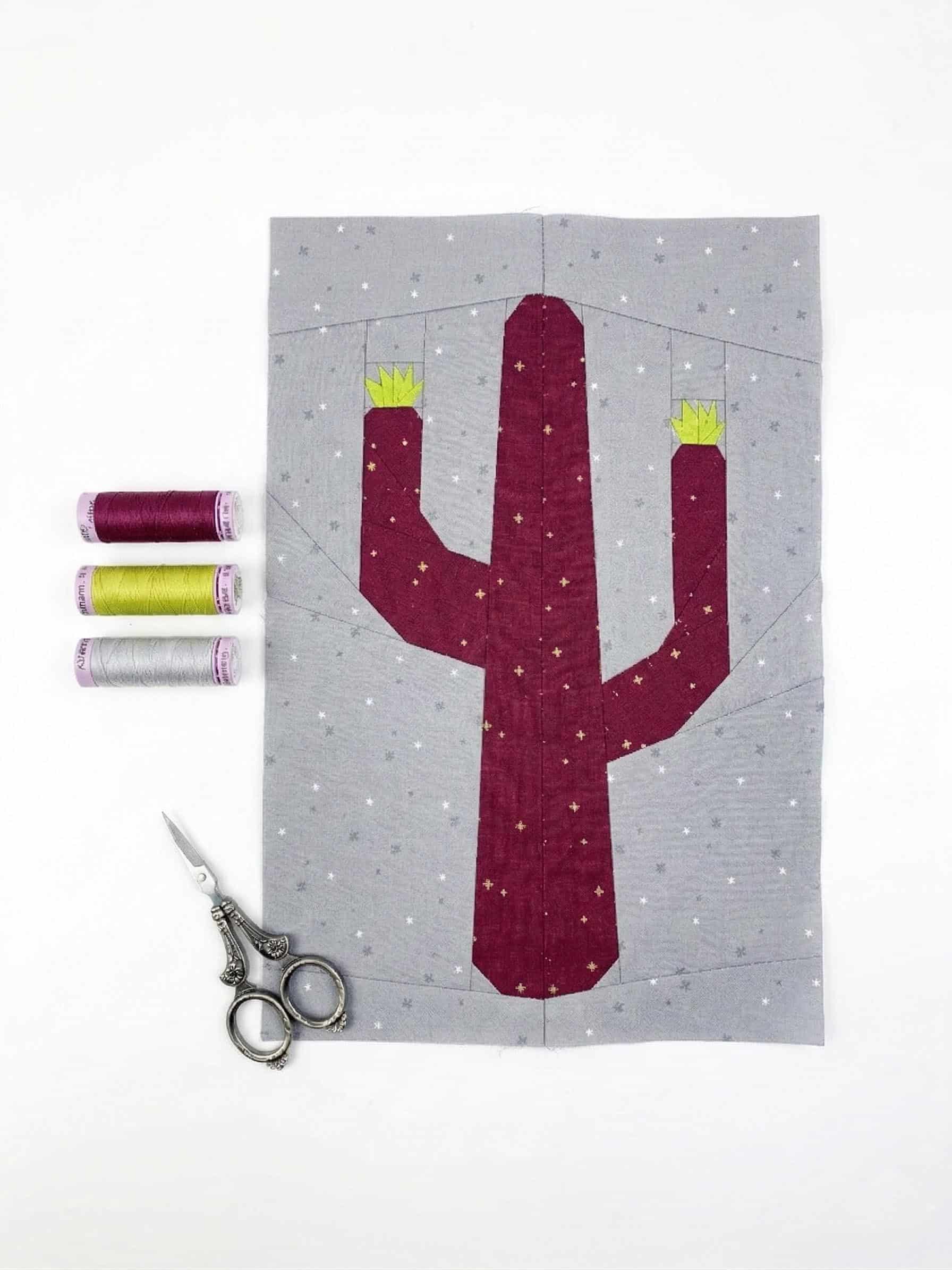 Cactus quilt quilt block pattern by Joe June and Mae 