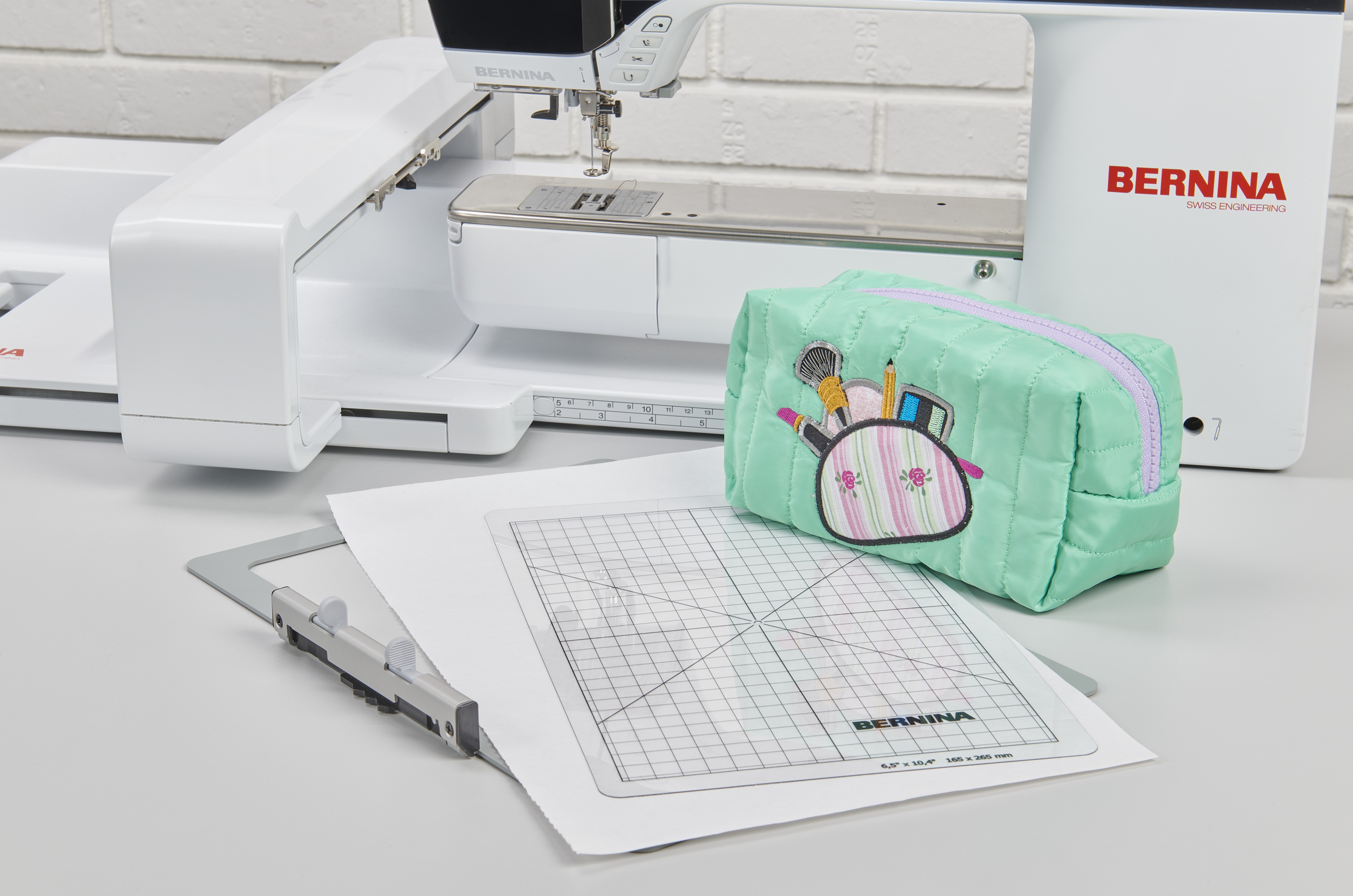 bernina machine with green bag