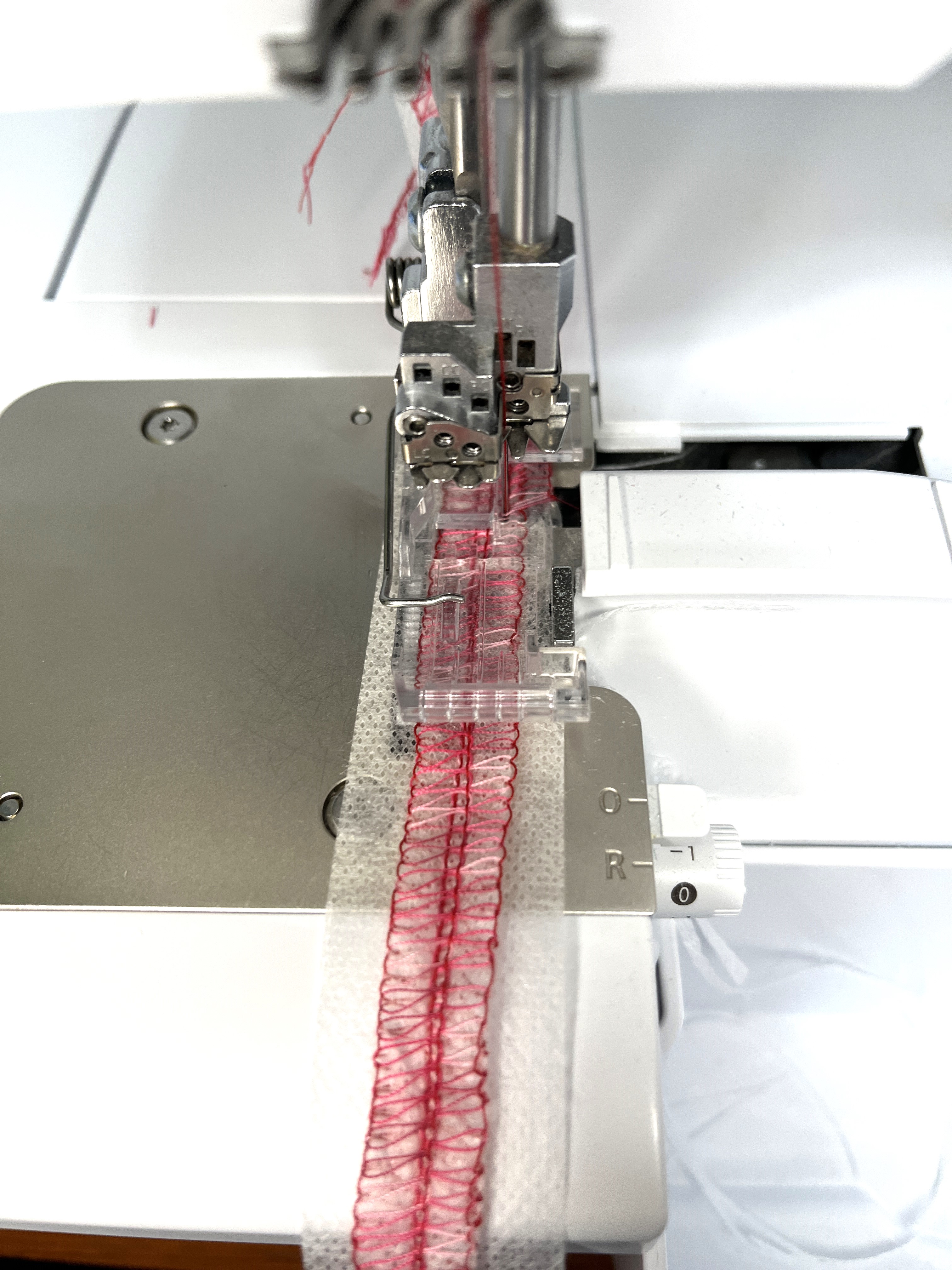 Red stitching on stabilizer
