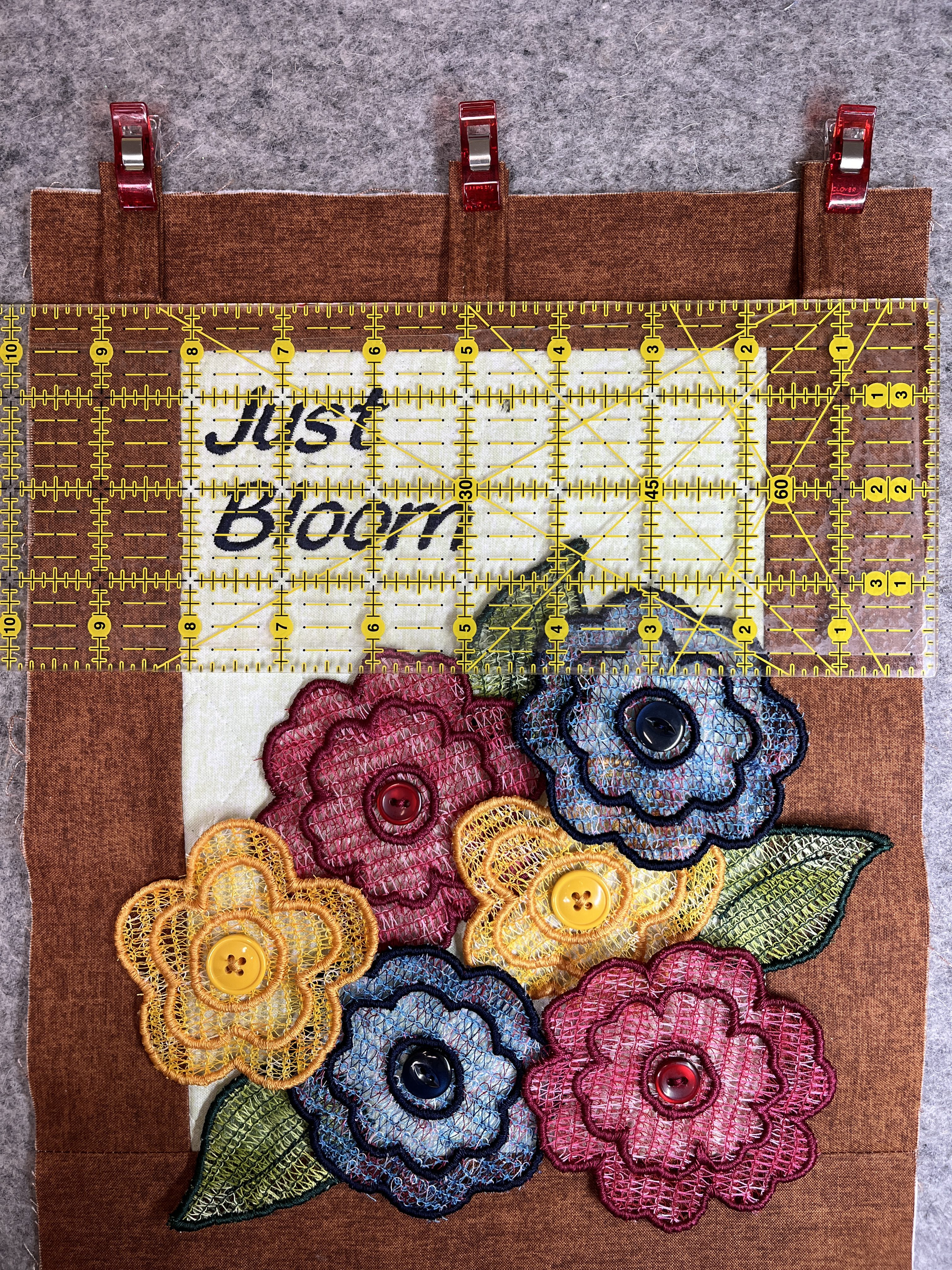 Brown fabric clipped