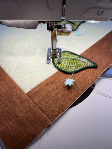 Sewing green leaves