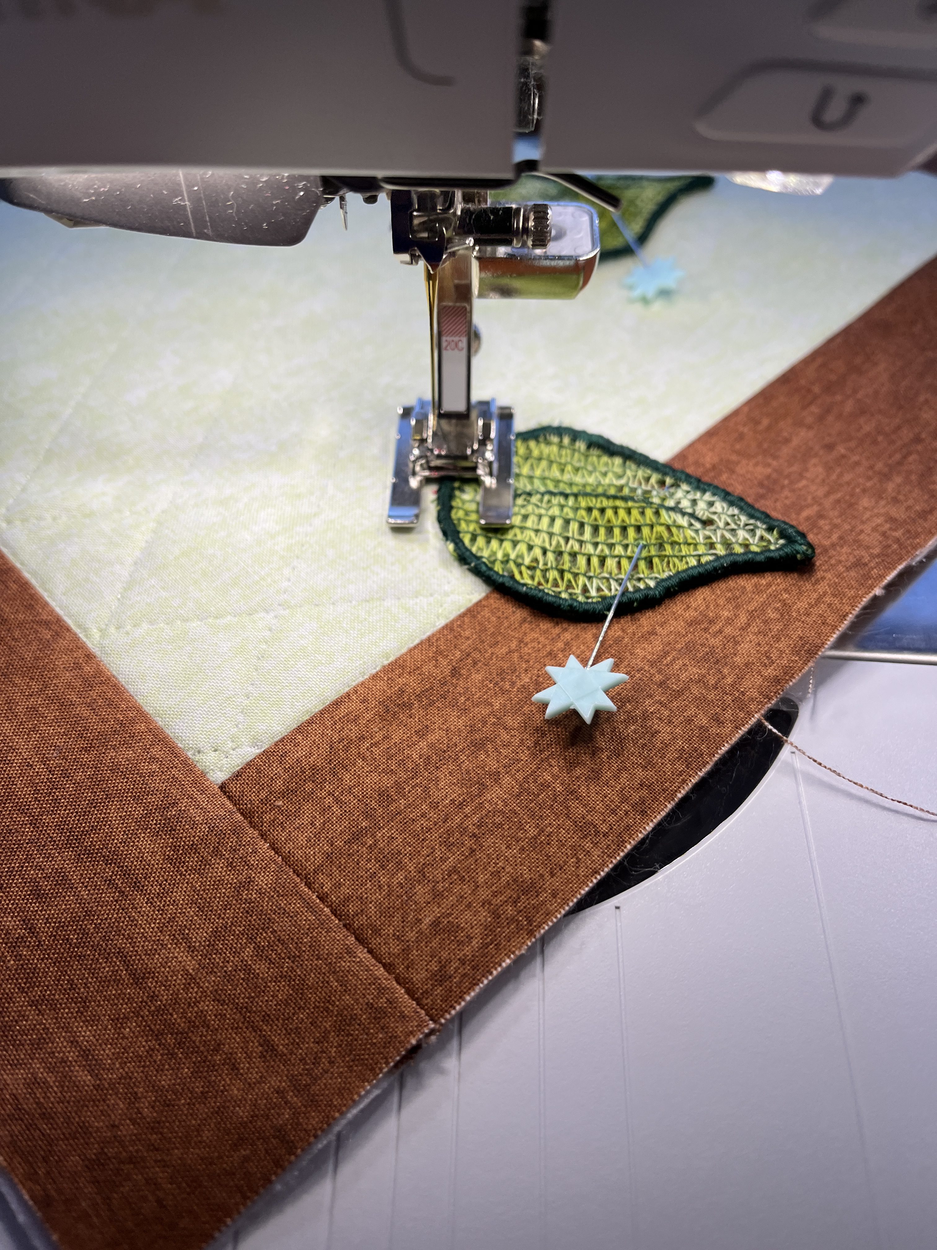 Sewing green leaves