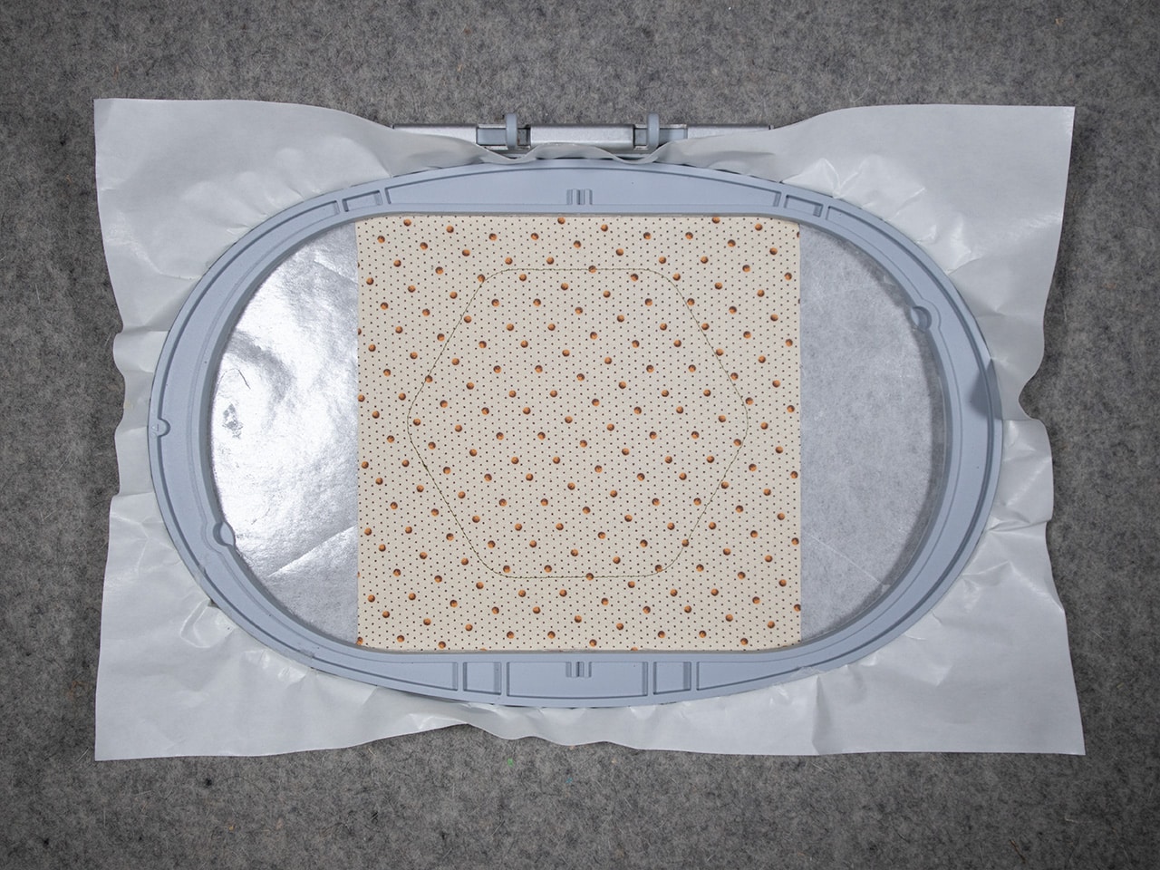 stitch the outer hexagon shape.