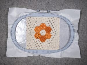 The hexagons will stitch in a clockwise pattern.