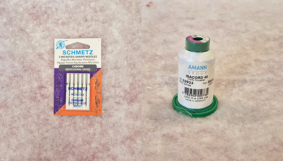 display of Schmetz Chrome Professional Grade Needles and Isacord Thread