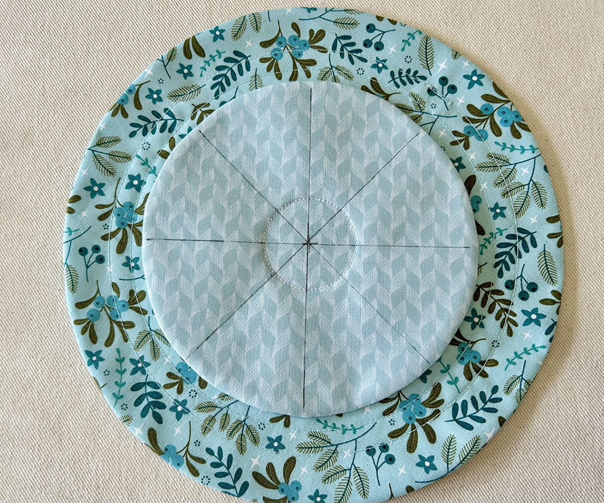 fabric with marked lines to form pockets